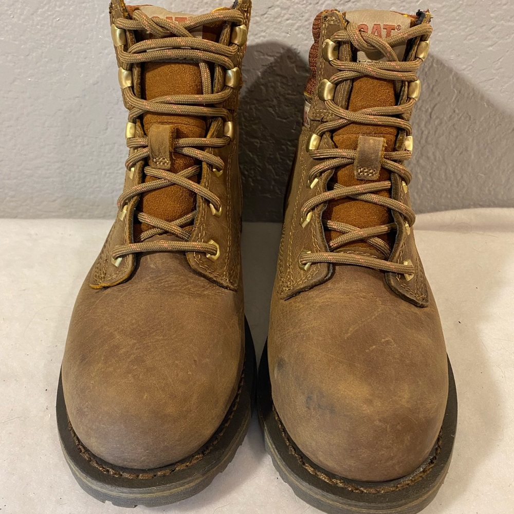 Caterpillar Brown Tan Work Boots Rugged Durable Design Steel Toe